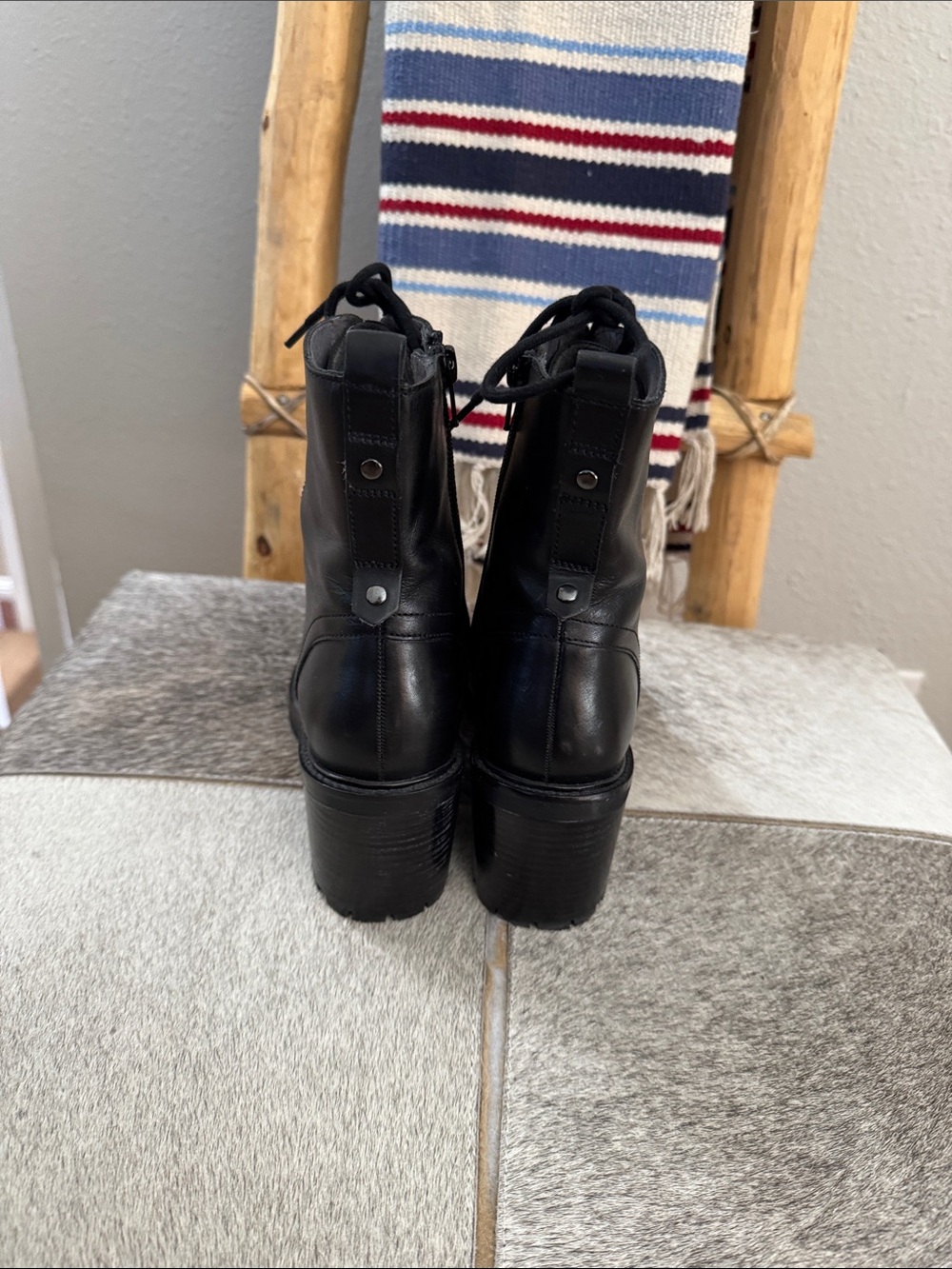 Seychelles Black Lace-Up Heeled Combat Boots - Women - Picture 3 of 6